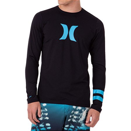 Camiseta Surf Hurley Manga Longa Icon Masculina Preto