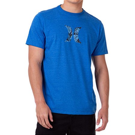 Camiseta Hurley Icon Palmer Masculina Azul Mescla