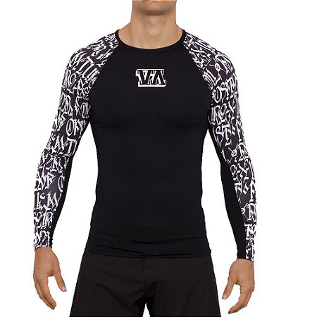 Camiseta Surf RVCA M/L RVCA X Defer Sport Masculina Preto