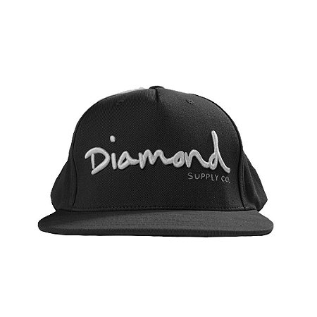 Boné Diamond Aba Reta OG Script Structured Snapback Preto