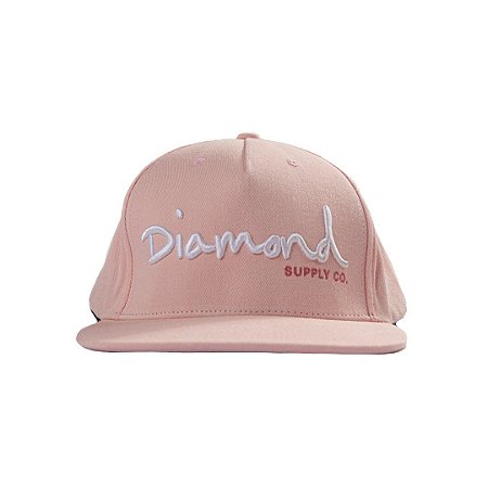 Boné Diamond Aba Reta OG Script Structured Snapback Rosa