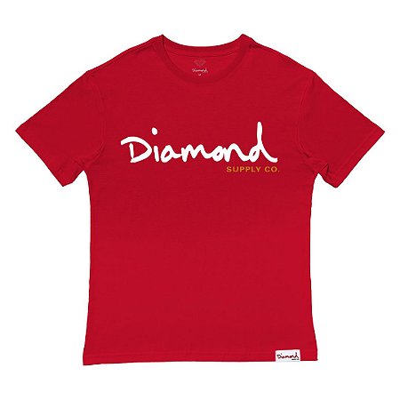 Camiseta Diamond OG Script Tee Masculina Vermelho