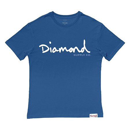 Camiseta Diamond OG Script Tee Masculina Azul Marinho