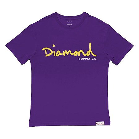 Camiseta Diamond OG Script Tee Masculina Roxo