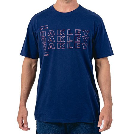 Camiseta Oakley Bark Cooled GRX Masculina Azul Marinho