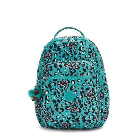 Mochila Kipling Seoul Leopard Flower Verde Escuro