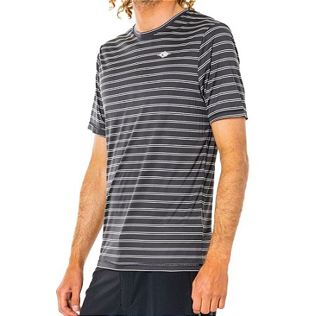 Camiseta Rip Curl Surf Plain Striped Masculina Preto