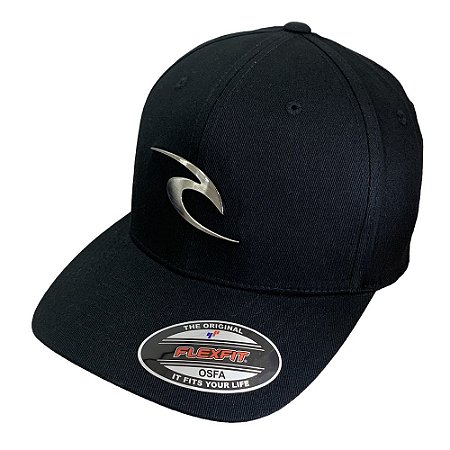 Boné Rip Curl Aba Curva Wave Icon Metal Logo Preto