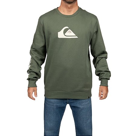 Moletom Quiksilver Careca Comp Logo Masculino Verde Escuro