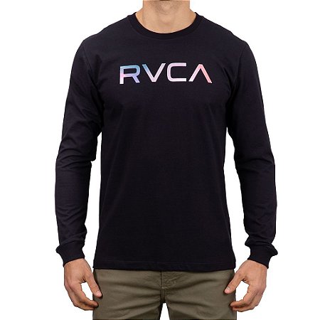 Camiseta RVCA Manga Longa Big Fills Masculina Preto