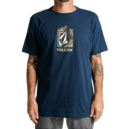 Camiseta Volcom Crostic Masculina Azul Marinho