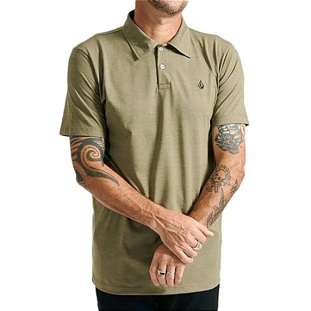 Camisa Polo Volcom Corporate Masculina Verde Mescla