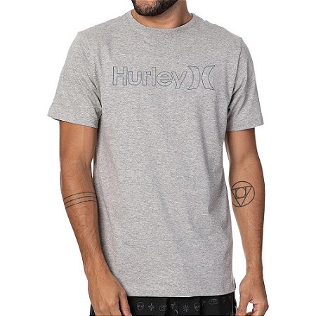 Camiseta Hurley O&O Outline Oversize Masculina Cinza Mescla