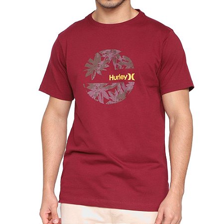 Camiseta Hurley Circle Foliage Masculina Vinho