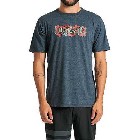 Camiseta Hurley O&O Rose Masculina Azul Marinho Mescla