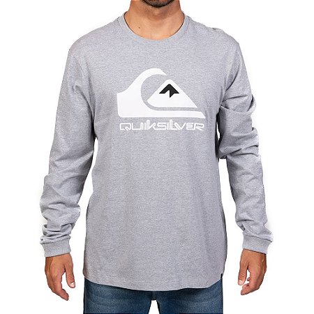 Camiseta Quiksilver Manga Longa Full Logo Masculina Cinza