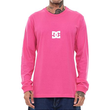 Camiseta DC Shoes Manga Longa Minimal Stripe Masculina Rosa