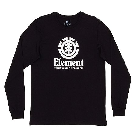 Camiseta Element Manga Longa Vertical Masculina Preto