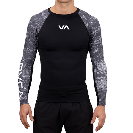 Lycra RVCA Surf Manga Longa Sport Rashguard Masculina Preto