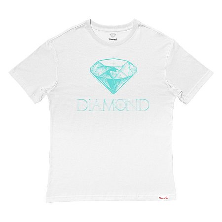 Camiseta Diamond Blue Print Oversize Masculina Branco