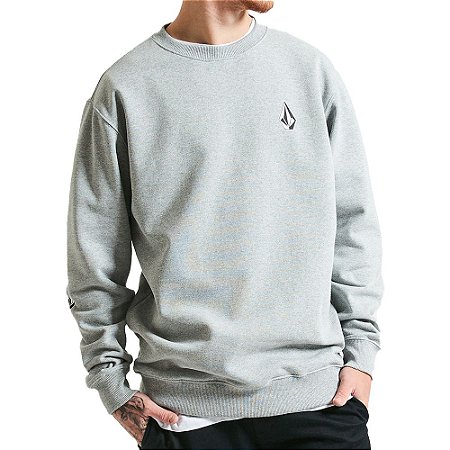 Moletom Volcom Careca Iconic Masculino Cinza Mescla