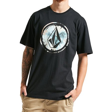 Camiseta Volcom Circle Dye Masculina Preto