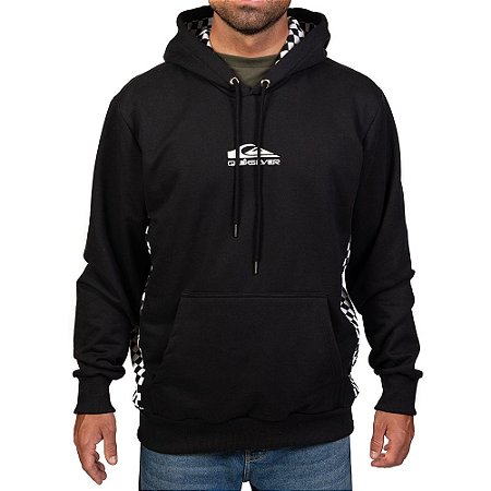 Moletom Quiksilver Canguru Checker Masculino Preto