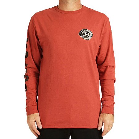 Camiseta Volcom Manga Longa Sick Masculina Vermelho