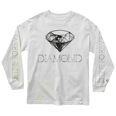 Camiseta Diamond Manga Longa Blueprint Masculina Branco