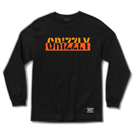 Camiseta Grizzly Manga Longa Two Faced Masculina Preto