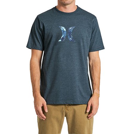 Camiseta Hurley Icon Palm Masculina Azul Marinho Mescla