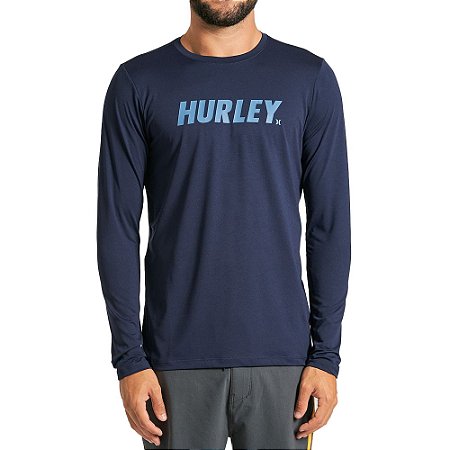 Camiseta Hurley Surf Manga Longa Fastline Masculina Marinho