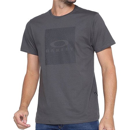 Camiseta Oakley Texture Graphic Masculina Cinza Escuro