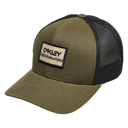 Boné Oakley Aba Curva B1B Hdo Patch Trucker Verde Escuro