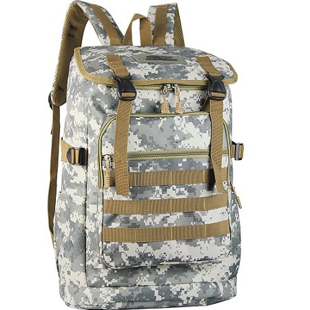 Mochila Mormaii MOR-0012 Camuflada Esportiva 40L Cinza/Verde