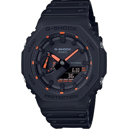 Relógio G-Shock GA-2100-1A4DR Masculino Preto/Laranja