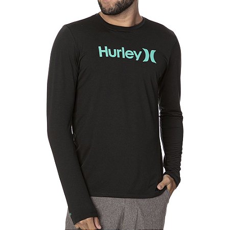 Camiseta Hurley Surf Manga Longa One&Only Masculina Preto