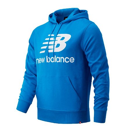 Moletom New Balance Essentials Stacked Logo Masculino Azul