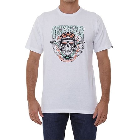 Camiseta Quiksilver Biker Skull Masculina Branco