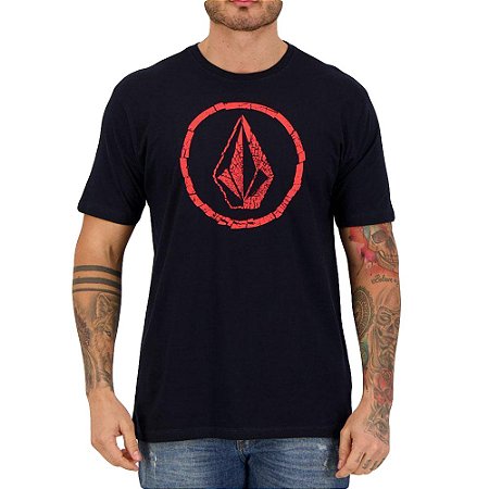 Camiseta Volcom Circle Stone Masculina Azul Marinho