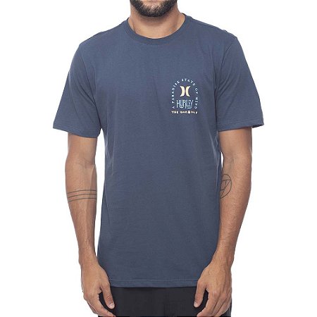 Camiseta Hurley Silk Palms Masculina Azul Marinho