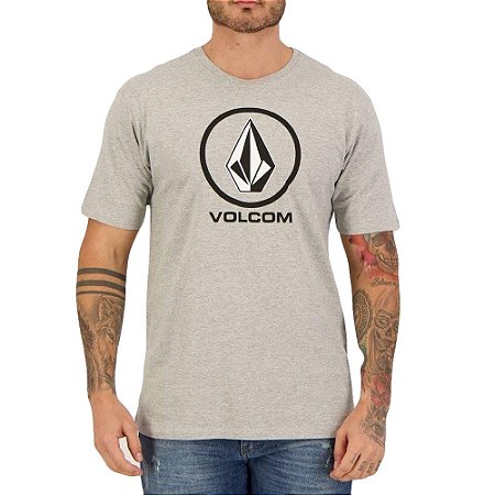 Camiseta Volcom Crisp Stone SM23 Masculina Cinza Mescla
