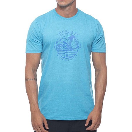 Camiseta Hurley Silk Wave SM23 Masculina Azul Mescla