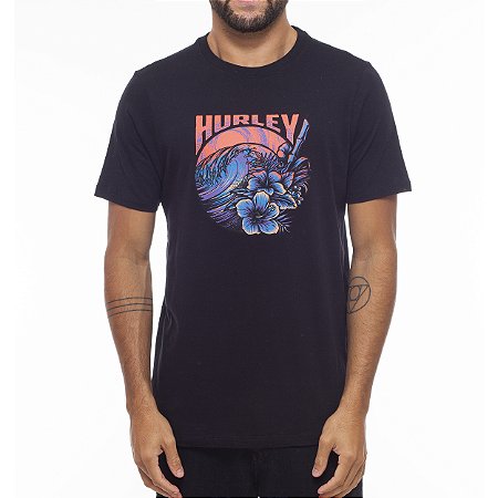 Camiseta Hurley Flower Sun WT23 Masculina Preto