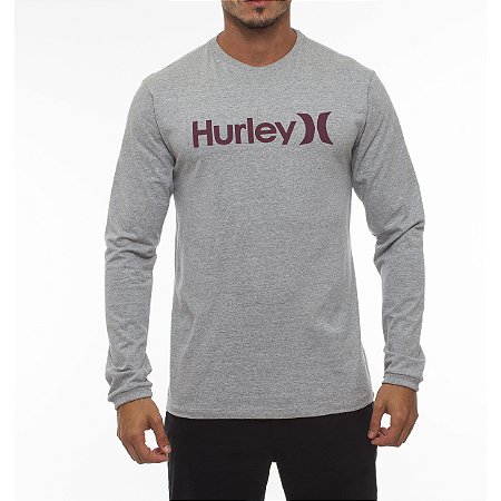 Camiseta Hurley Manga Longa O&O Solid WT23 Cinza Mescla