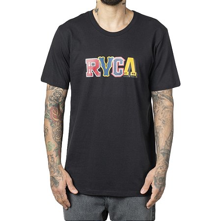 Camiseta RVCA Balance Stacks WT23 Masculina Preto