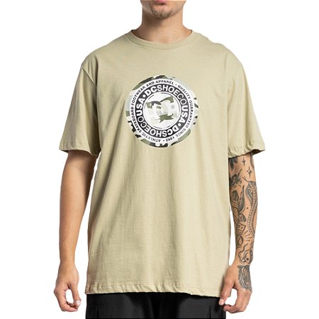 Camiseta DC Shoes Circle Star Camo Fill WT23 Masculina Bege