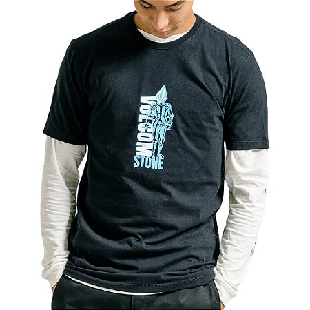 Camiseta Volcom Long Fit Flail SM24 Masculina Preto