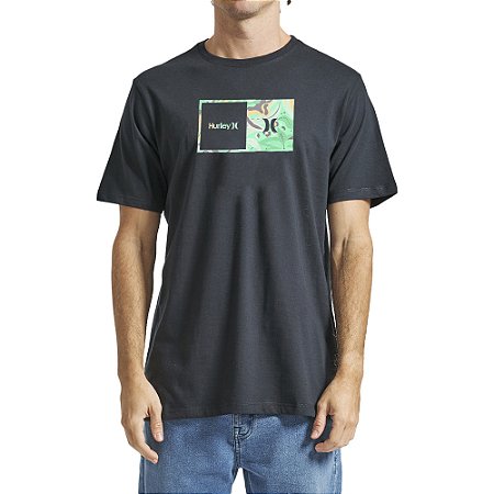 Camiseta Hurley Aloha Box SM24 Oversize Masculina Preto