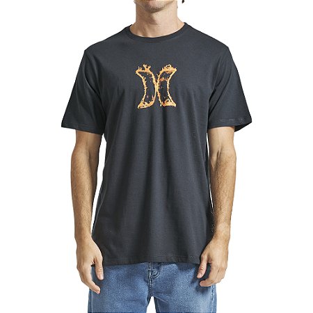 Camiseta Hurley Icon Fire SM24 Masculina Preto